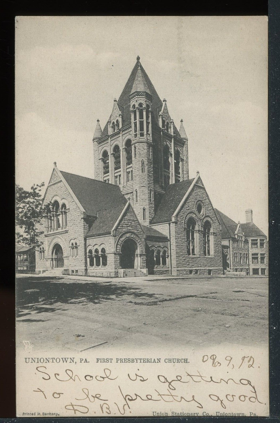 Early Uniontown Pennsylvania First Presbyterian Church Historic Vintage Postcard