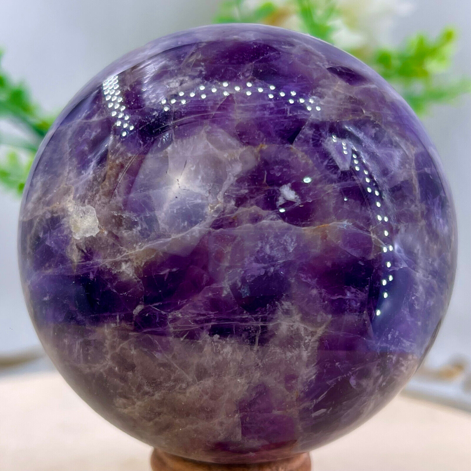 1.17LB Natural Dream Amethyst Quartz Crystal Sphere Ball Healing
