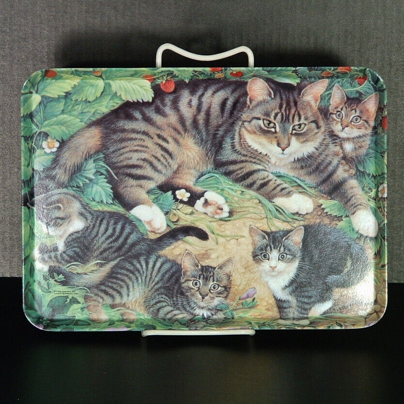 Tabby Cat Melamine 11.5 Inch Tray Melplus R2S Monza Italy 1993 Vintage Kittens