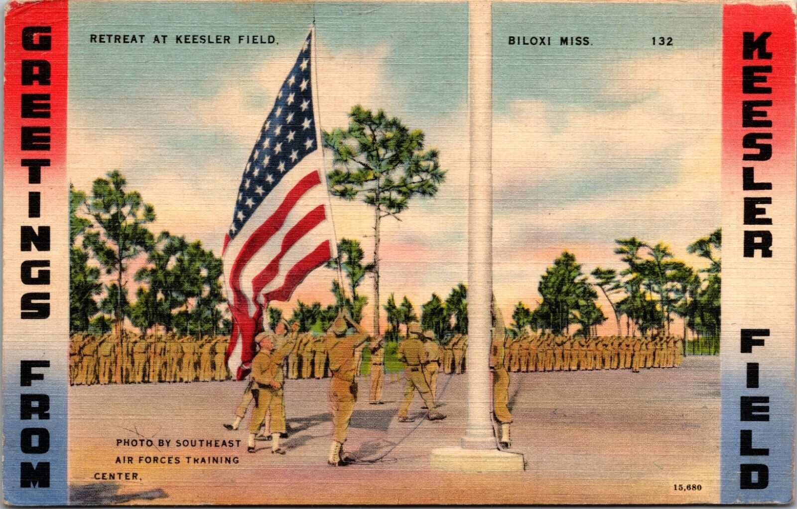 Biloxi Mississippi Keesler Field Air Force Base Training Linen Postcard