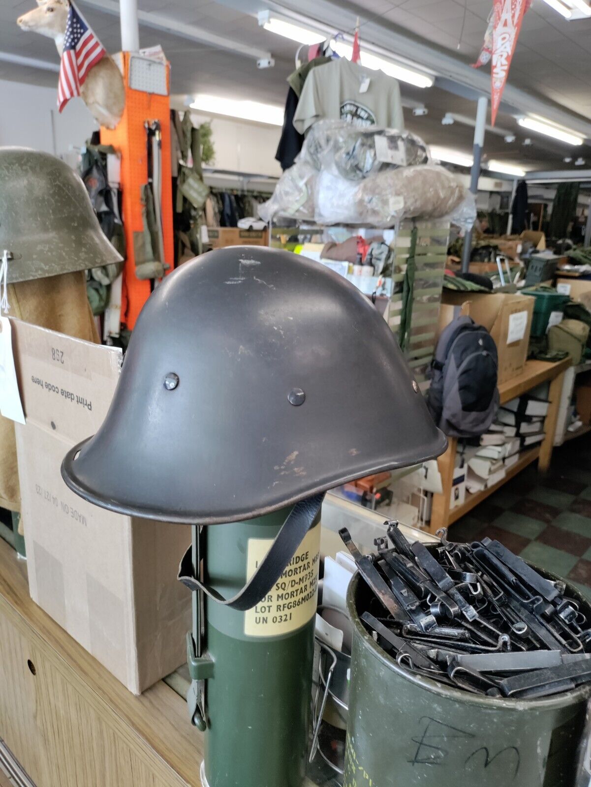 WW2 Dutch M40 helmet. Very Clean.  Original Liner, Chinstrap, and Paint