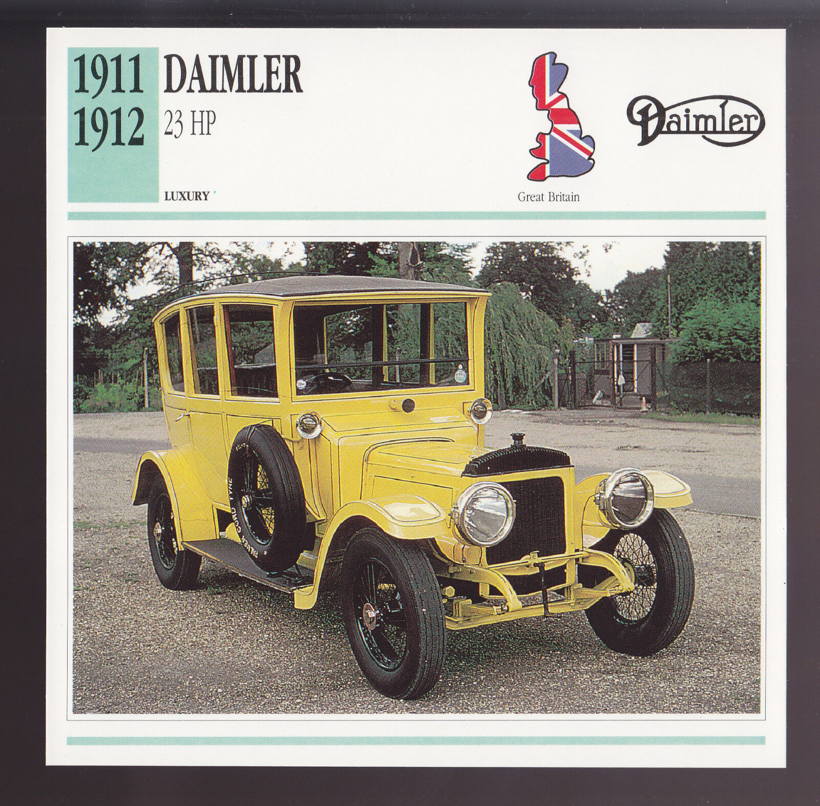 1911-1912 Daimler 23 hp British Car Photo Spec Sheet Info ATLAS CARD