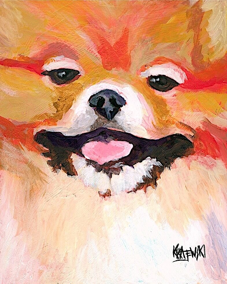 Pomeranian Dog 11x14 signed art PRINT RJK painting  
