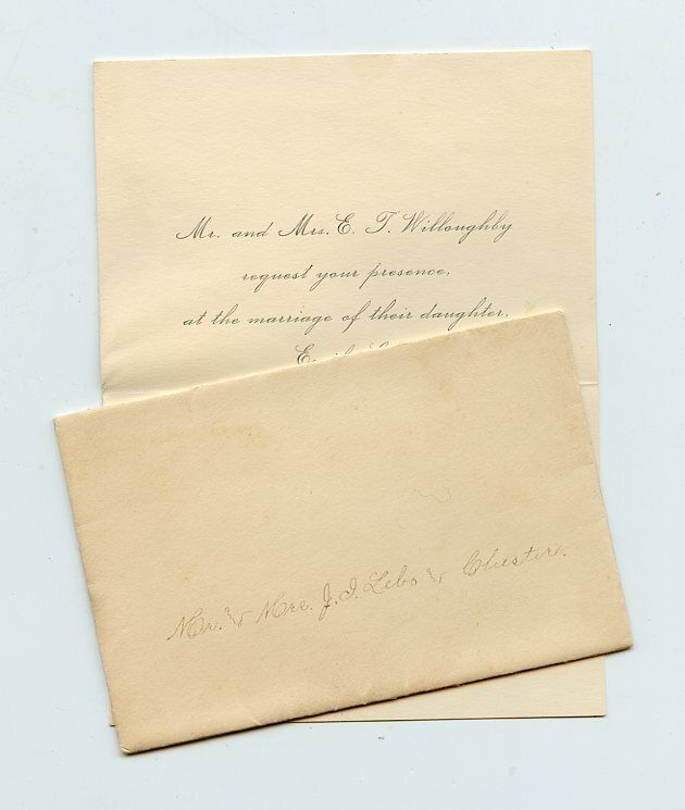 1899 Wedding Invitation - WILLOUGHBY Family dau - Macon, Illinois  