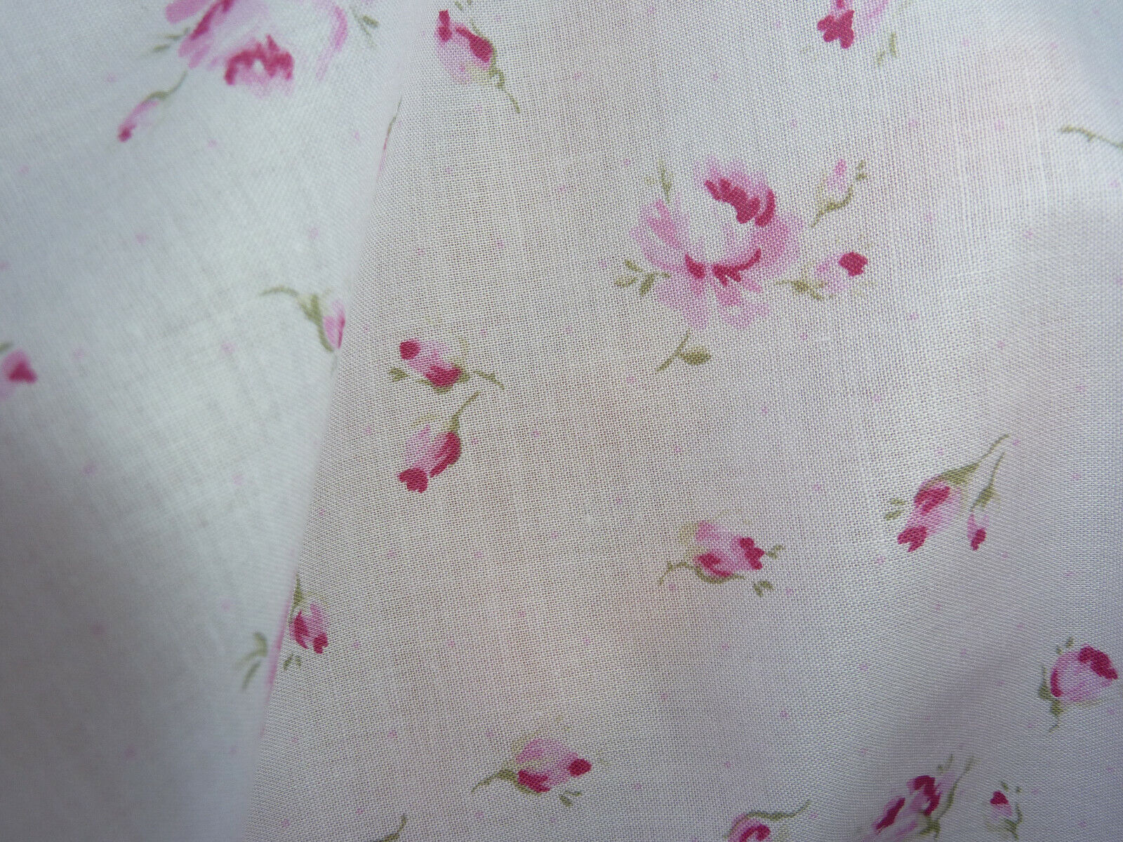 Yuwa Pink Rosebuds on Pink 100%  Cotton Lawn Soft Drape Fabric BTY HTF Dolls