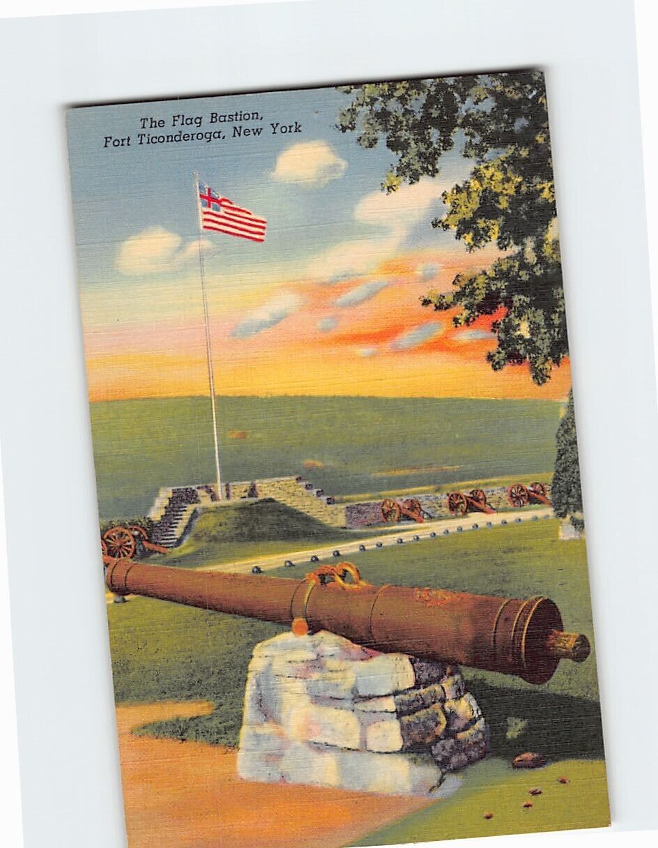 Postcard The Flag Bastion Fort Ticonderoga New York USA