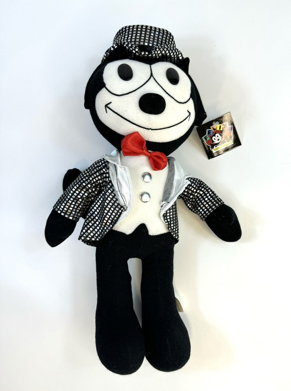 Vintage Felix the Cat Plush 16 inch With Tags Silver Suit New Years Eve