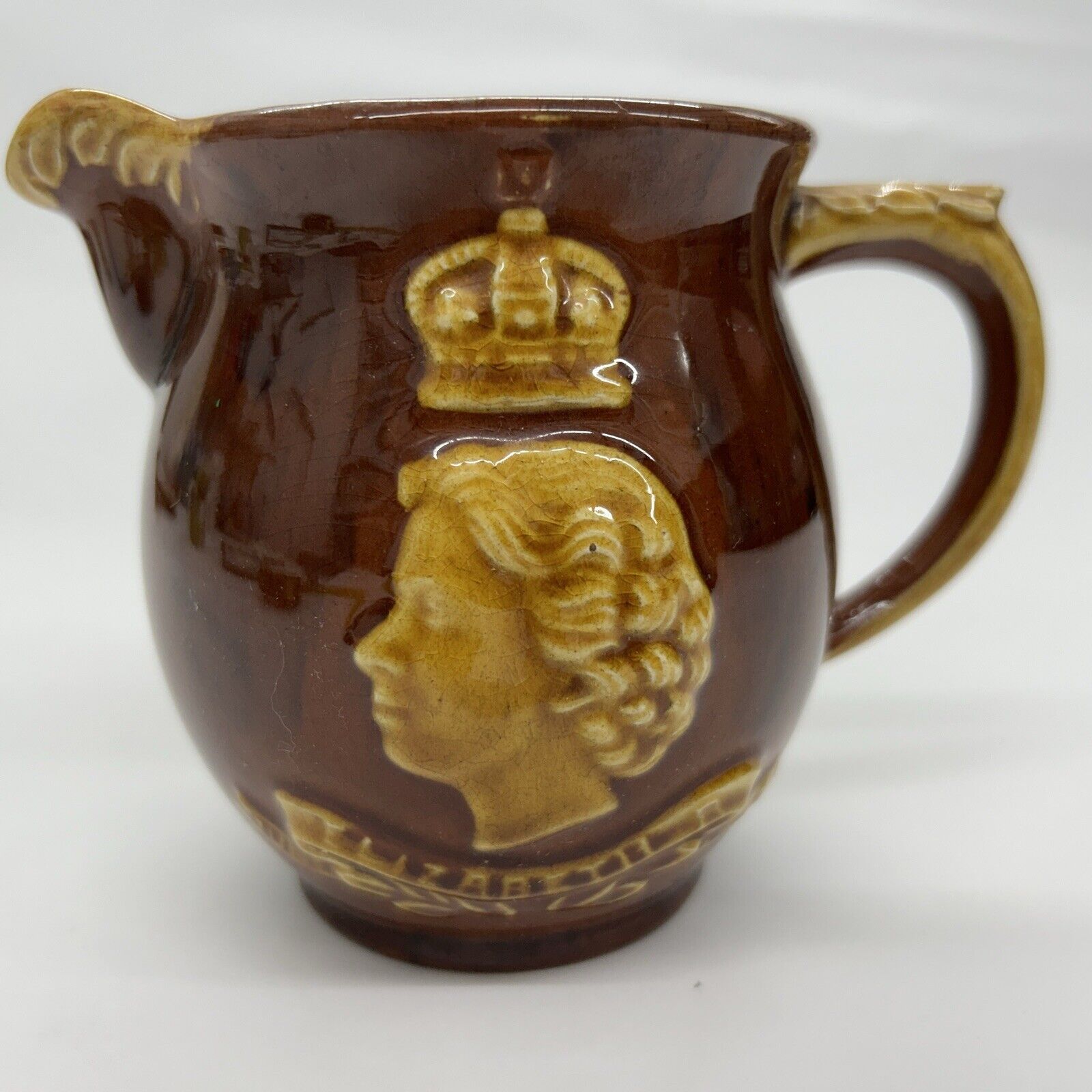 Queen Elizabeth II June 1953 Coronation Commemorative Pitcher Dartmouth Pottery