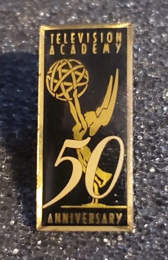 50th Anniversary Television Academy 1998 Enamel Lapel Pinback Black Gold Vintage