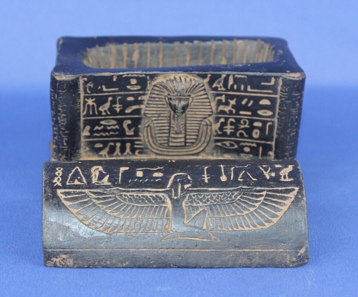 King Tut Box Unique Ancient Egyptian With Isis And Hieroglyphic Words Symbols
