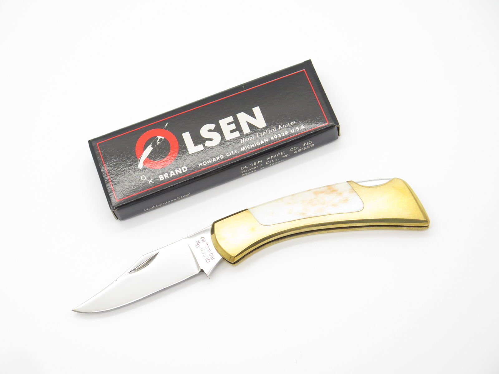 Vtg 1970s Olsen OK 150 Seizo Imai Seki Japan Bone Folding Lockback Pocket Knife