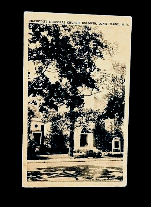 1940 Methodist Episcopal Church Baldwin Long Island New York Postcard r3