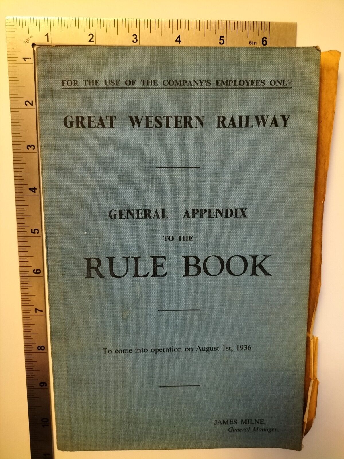 Great Western Railway General Appendix To The Rule Book 1936 James Milne