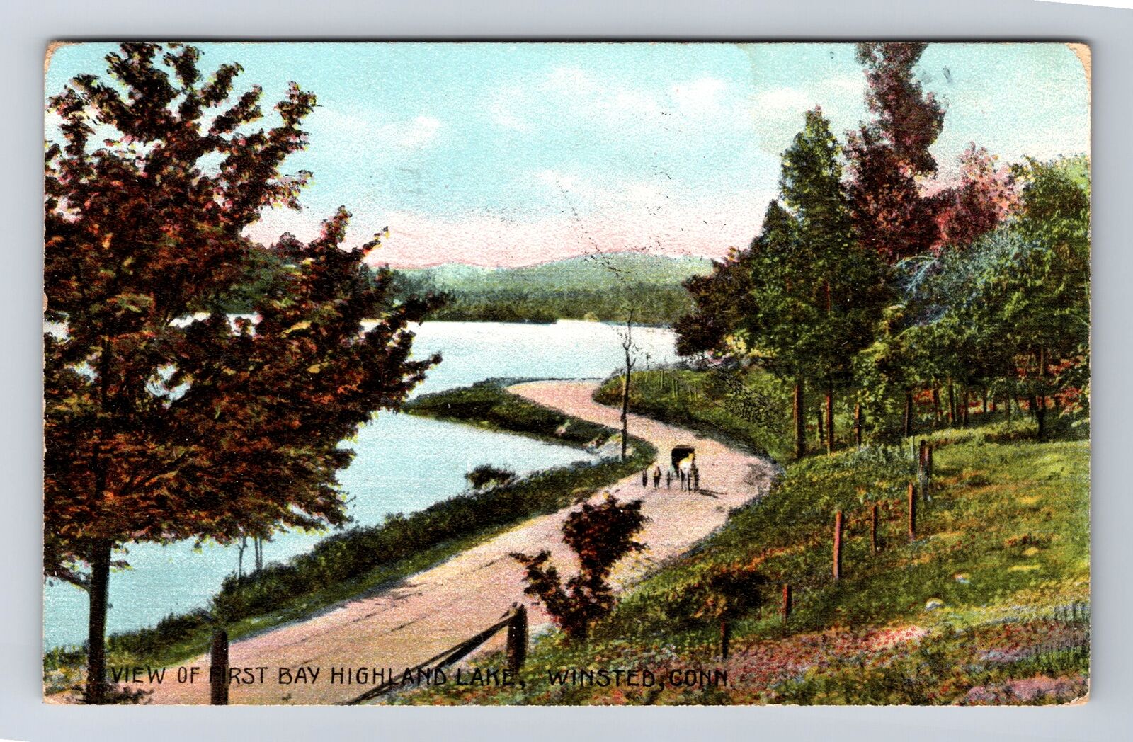 Winsted CT-Connecticut, First Bay Highland Lake, Vintage c1910 Postcard