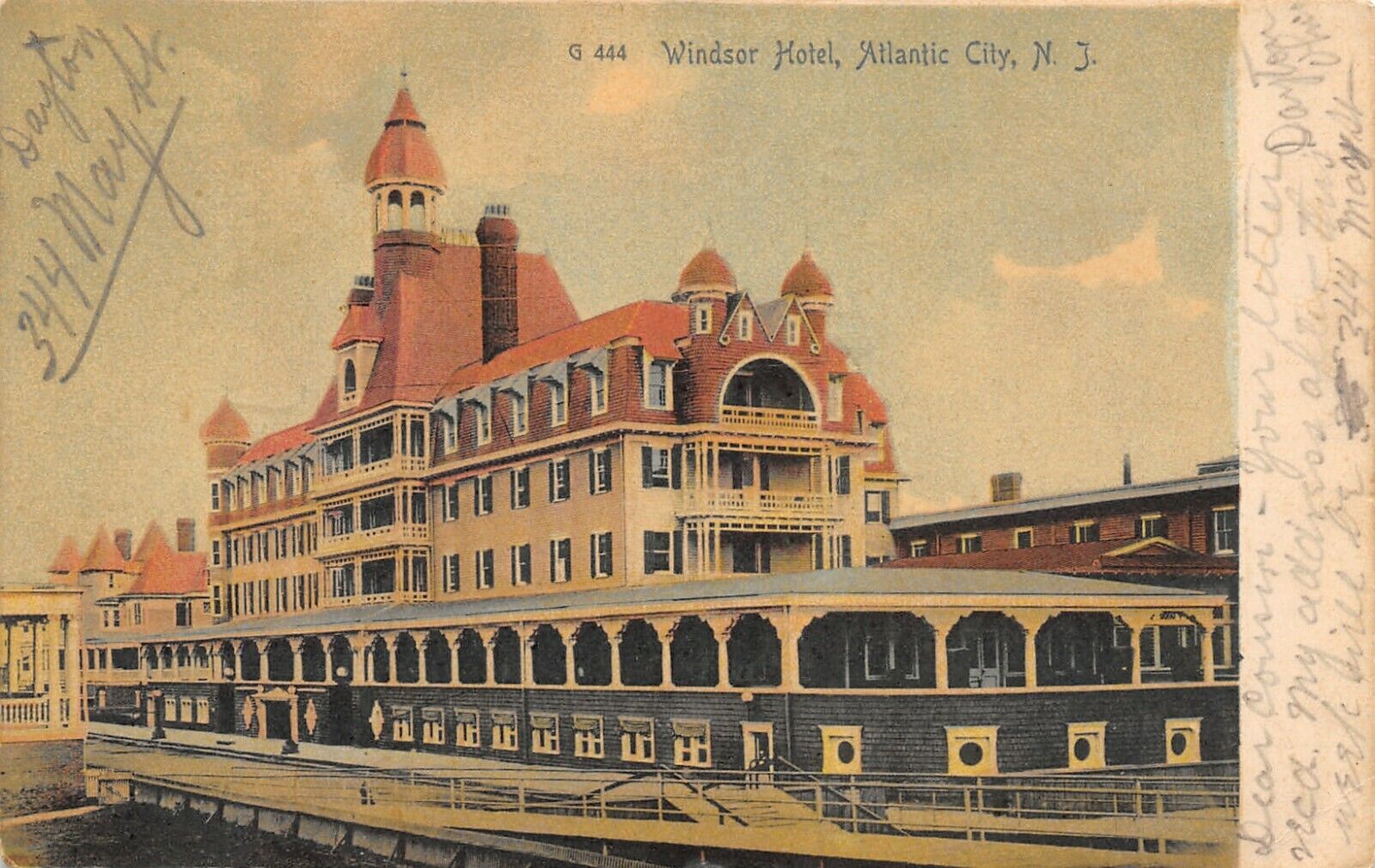 Atlantic City New Jersey~Windsor Hotel Close Up~Gang Plank Sidewalks~1905 PC