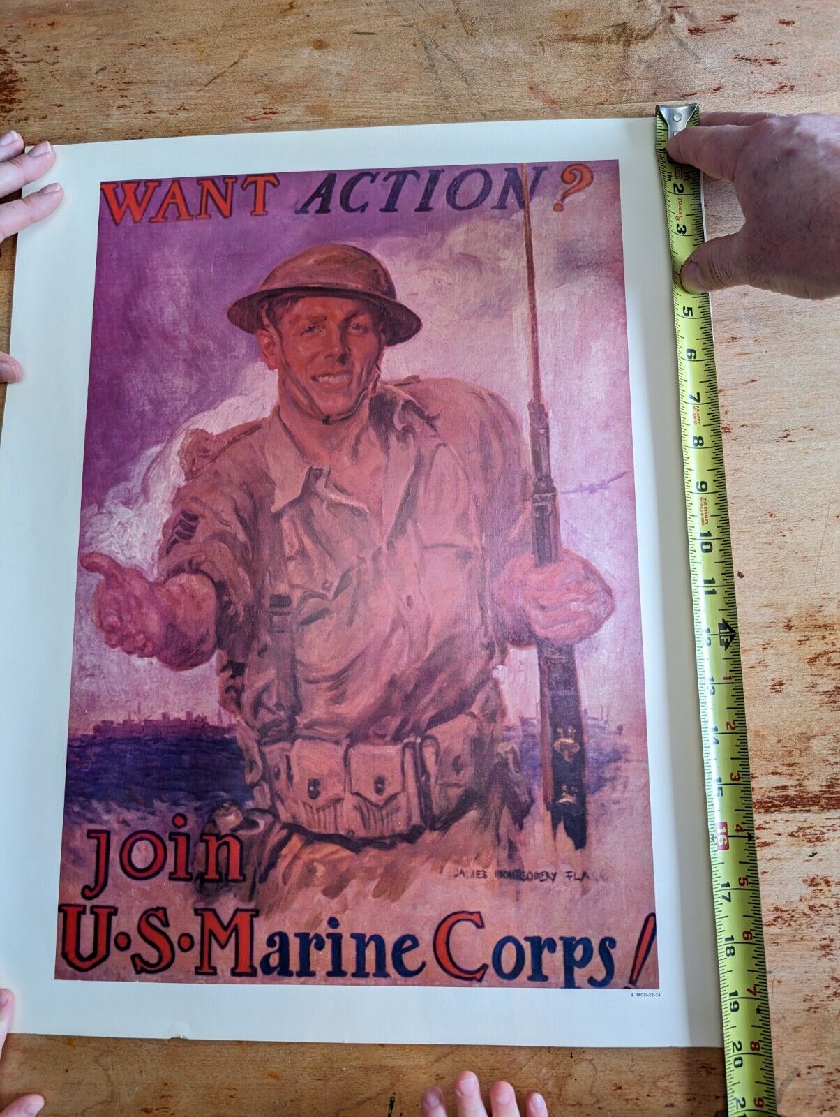 Want Action Join The Marines WWII Recruiting Poster Vietnam Era Reissue  Flagg