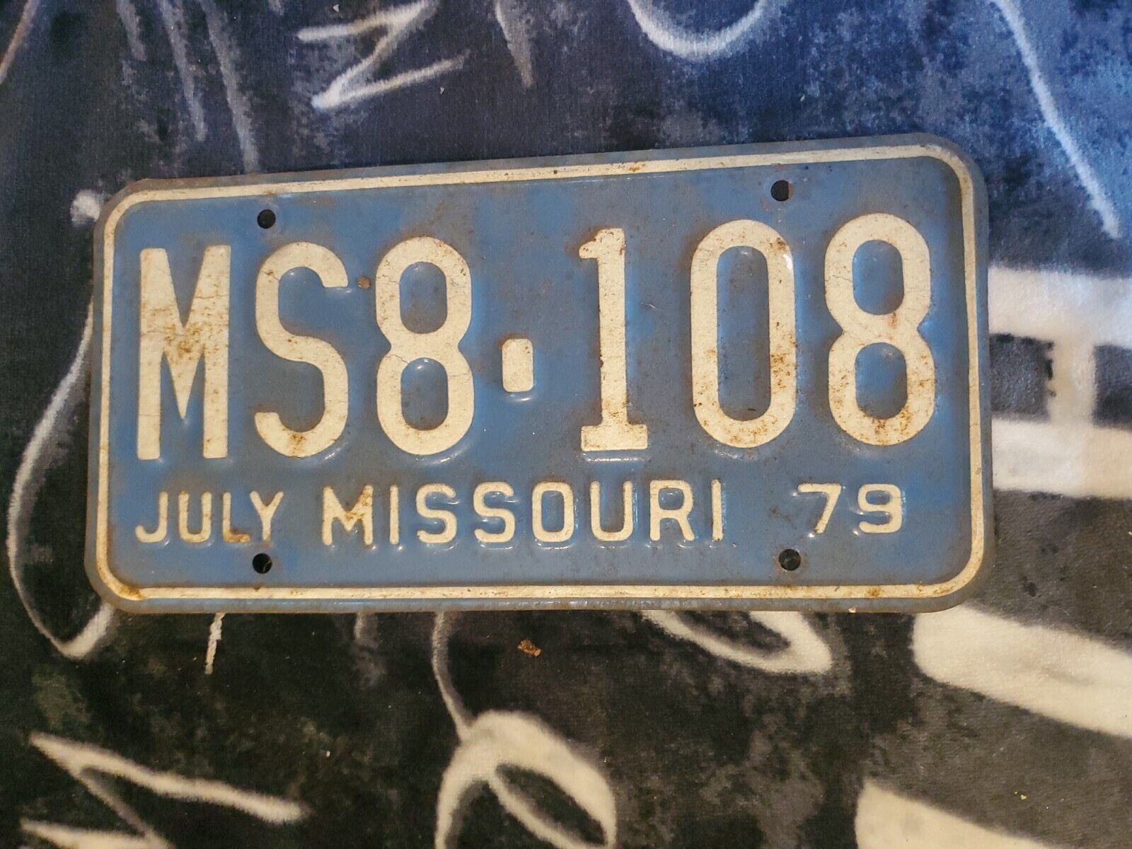 Missouri License Plate vintage 1979 Blue White 