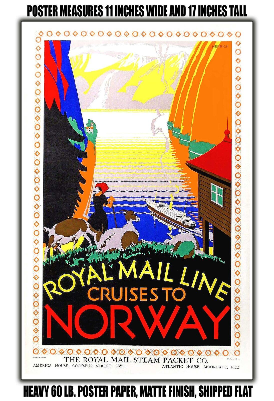 11x17 POSTER - 1925 Royal Mail Line Cruises to Norway