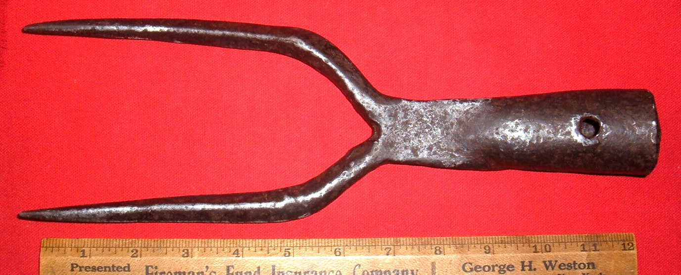 Hand-Forged 1500s Iron Military Fork, Seige of Edinburgh Castle, 1573 Scotland