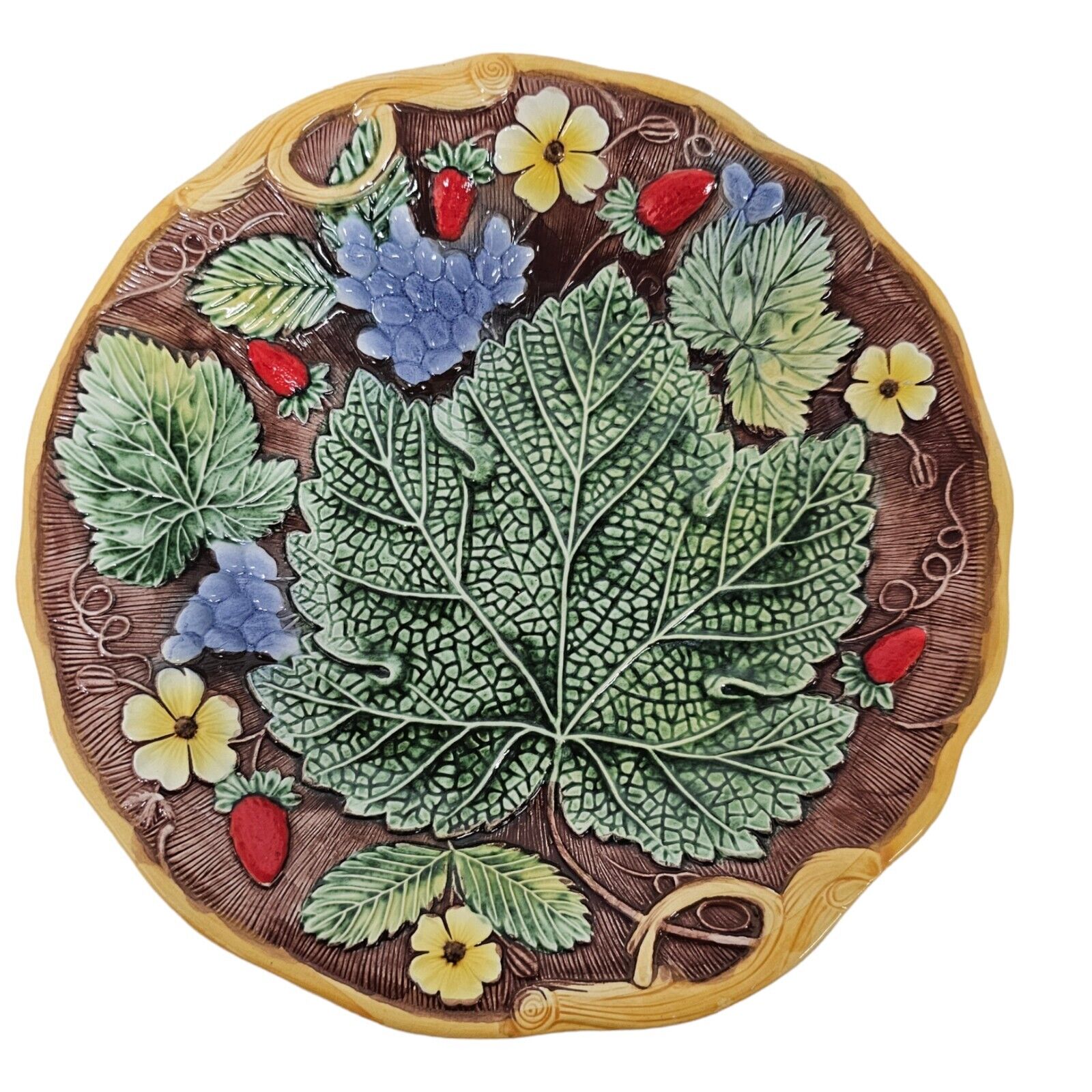 Mottahedeh Italian Majolica Leaf Plates Museum Reproduction Vintage 8.5”