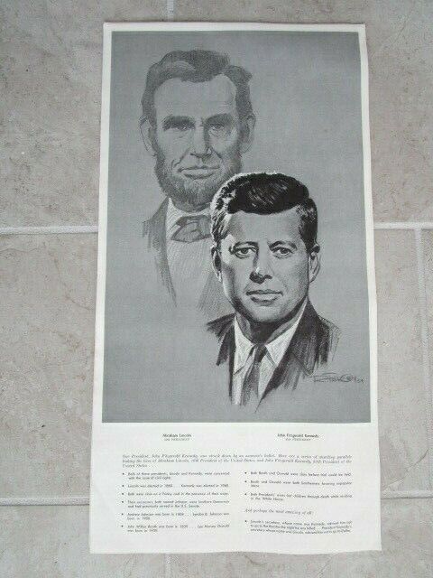 Poster JFK vs Abe Lincoln Assassination Eerie Facts 12 x 24\