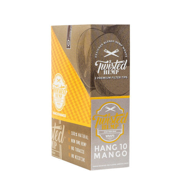 Twisted Hemp 2 Leaf per Pack 15 Count Box 30 Rolling Papers (Hang 10 Mango)