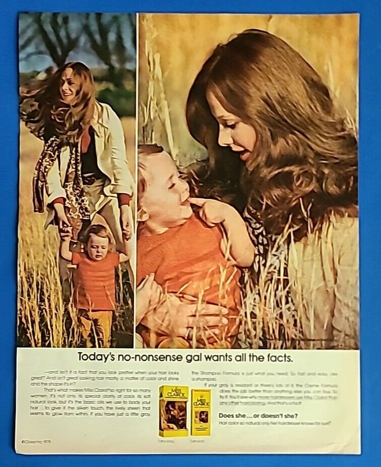 1971 Miss Clairol Hair Color Today\'s no-nonsense gal... Vintage 1970\'s Print Ad