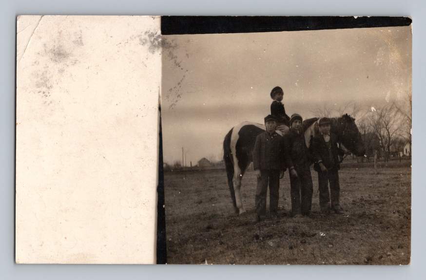 Boys Riding Horses ~ Bagley Iowa RPPC Antique Photo \