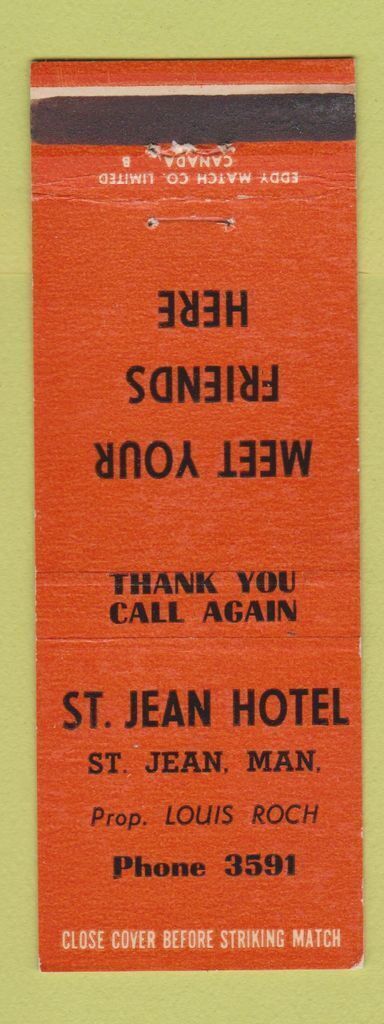 Matchbook Cover - St Jean Hotel MB