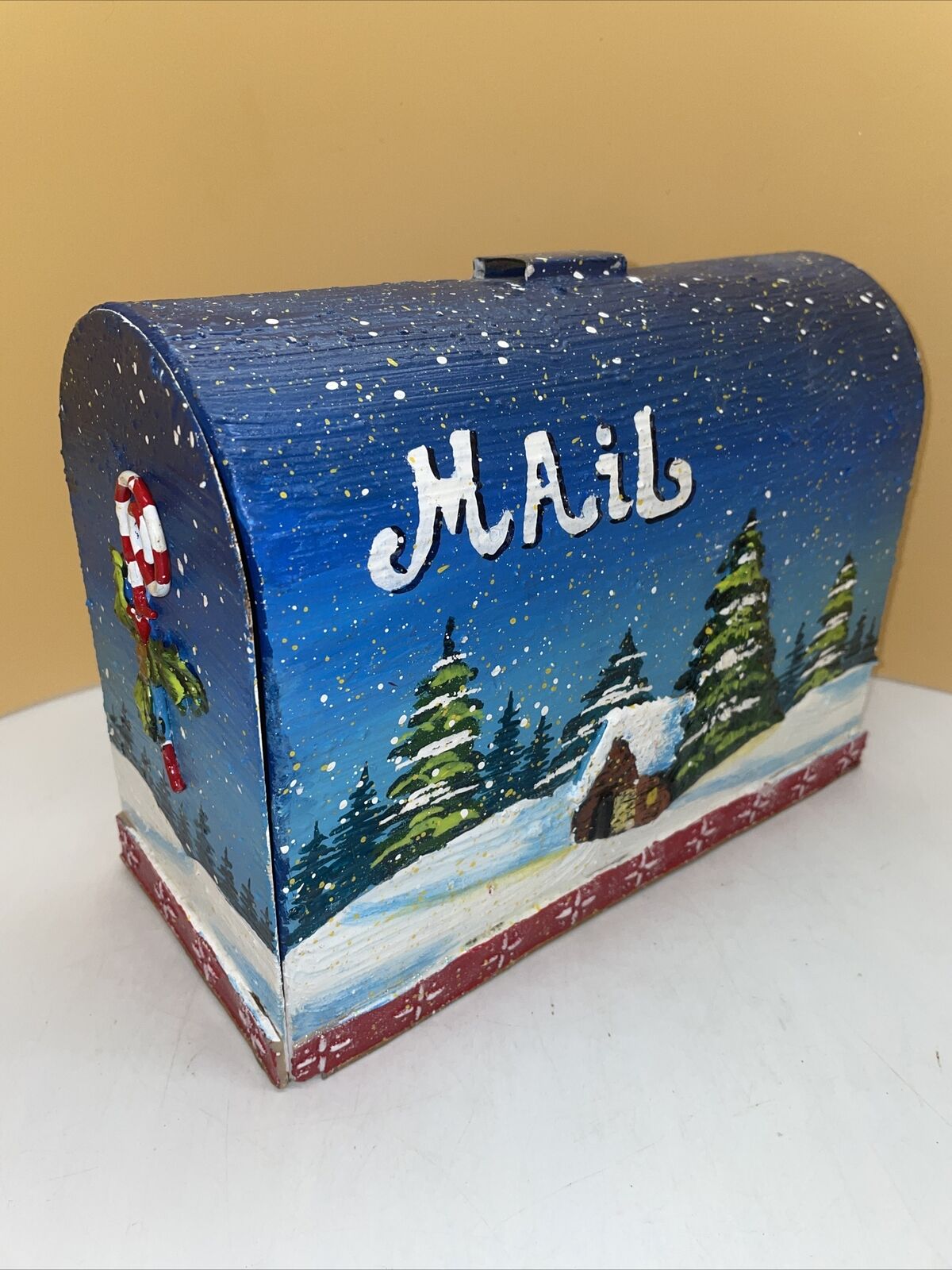 Vtg Metal Rare Mailbox Grandeur Noel Decorative Hand Painted-Letter To Santa