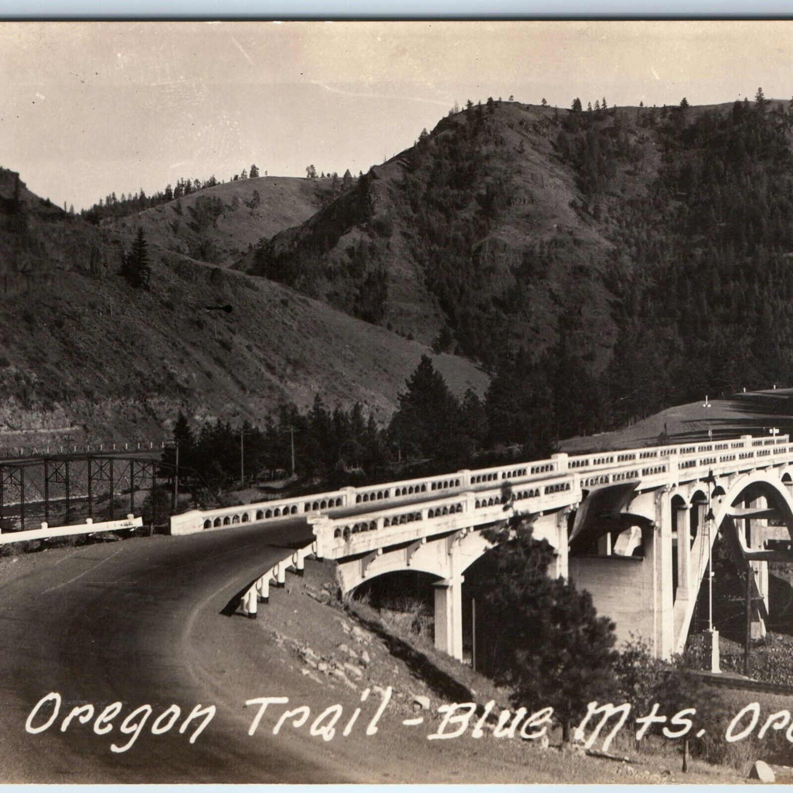 c1930s La Grande, Ore. RPPC Upper Perry Arch Bridge Railway Oregon Trail OR A209