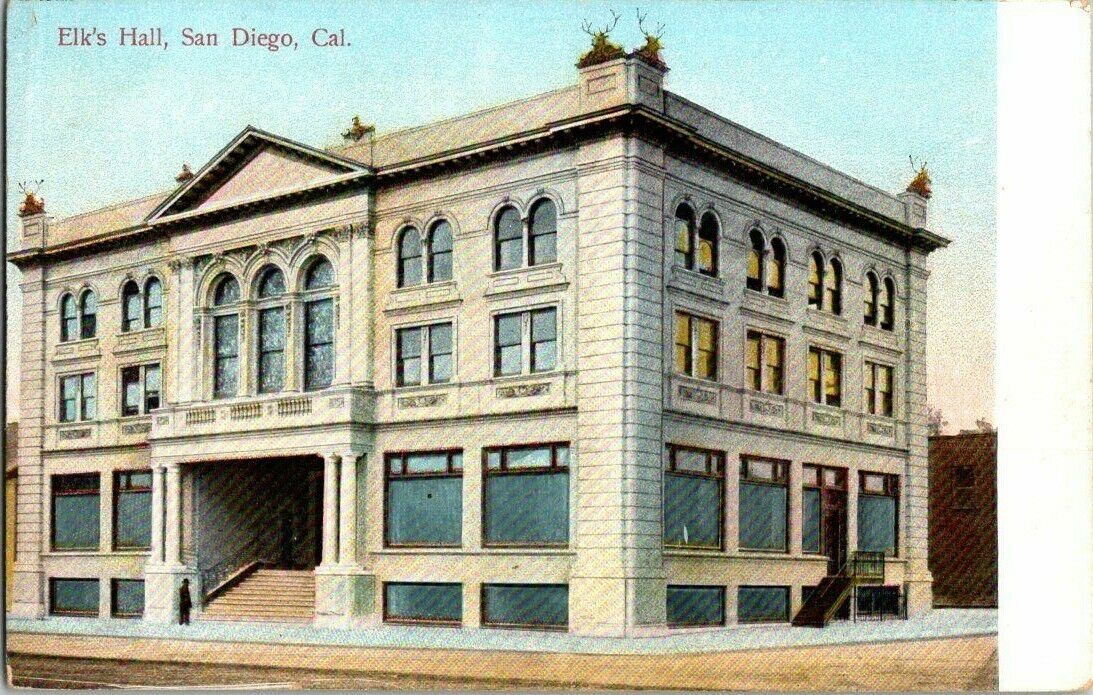 1907. SAN DIEGO, CA. ELK\'S HALL. POSTCARD. FX7