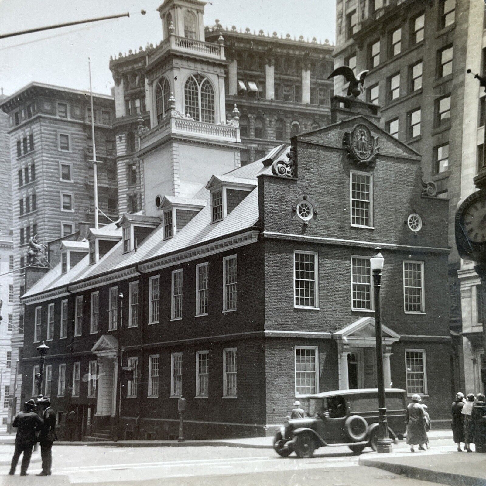 Antique 1920s Old State House Boston MASS Stereoview Photo Card P3164