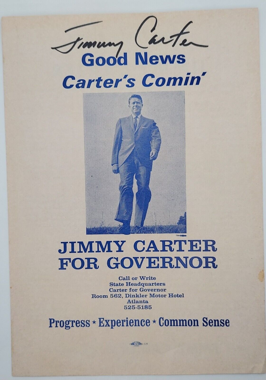 Early Jimmy Carter Signed For Georgia Governor Mini Poster