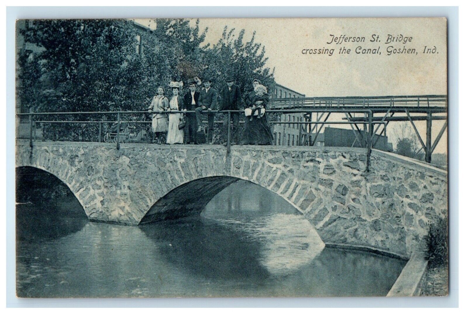 c1910's Jefferson St. Bridge Crossing The Canal Goshen Indiana IN Postcard