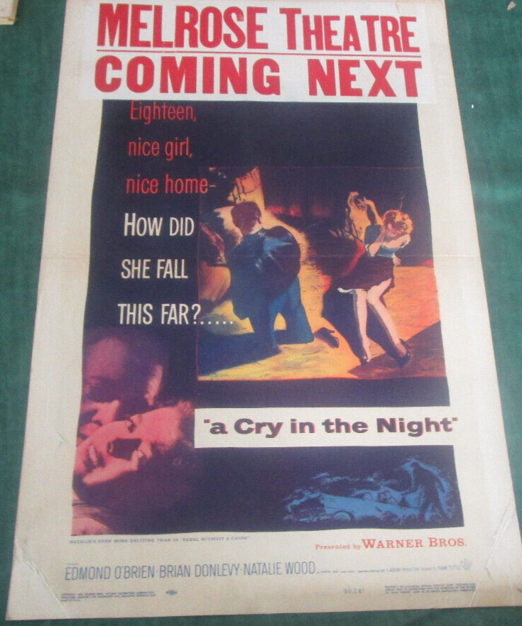 A Cry in the Night Movie Poster Window Card 14 x 22 FILM NOIR NATALIE WOOD 1956