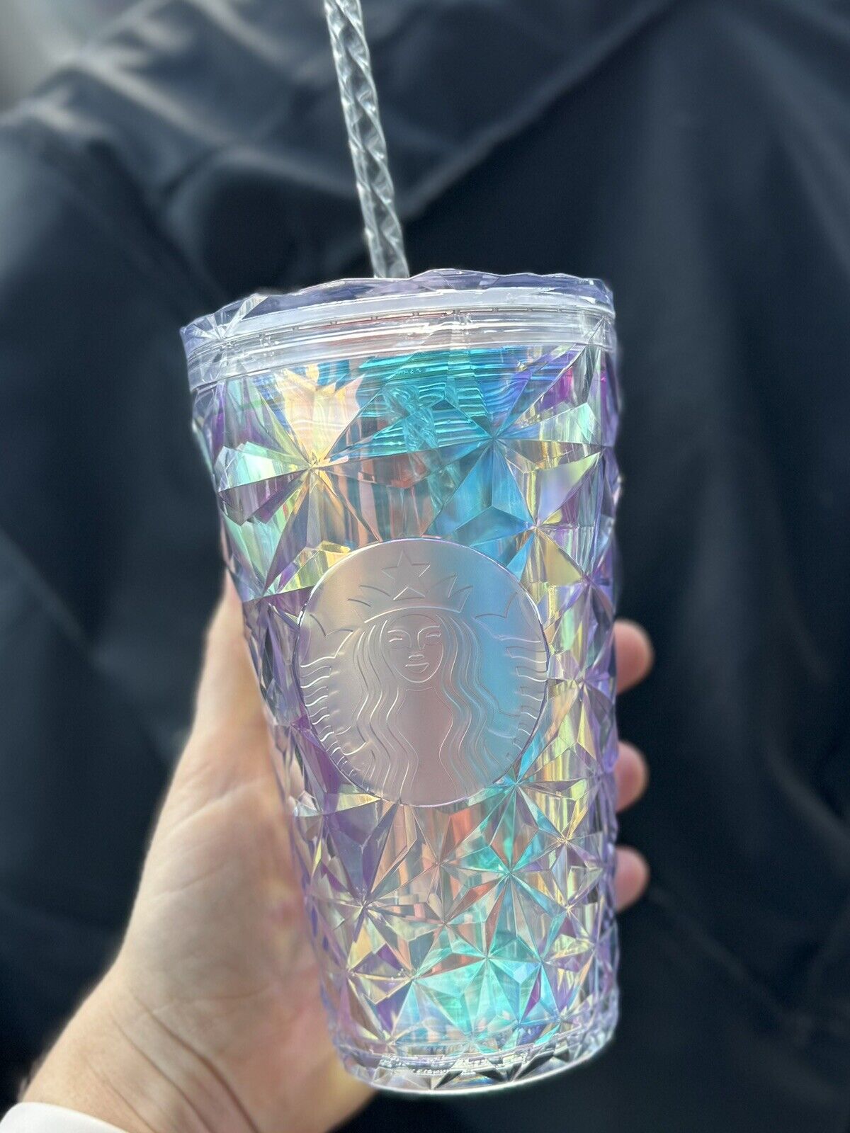Starbucks 2023 Clear Diamond Iridescent Prism Tumbler Cup