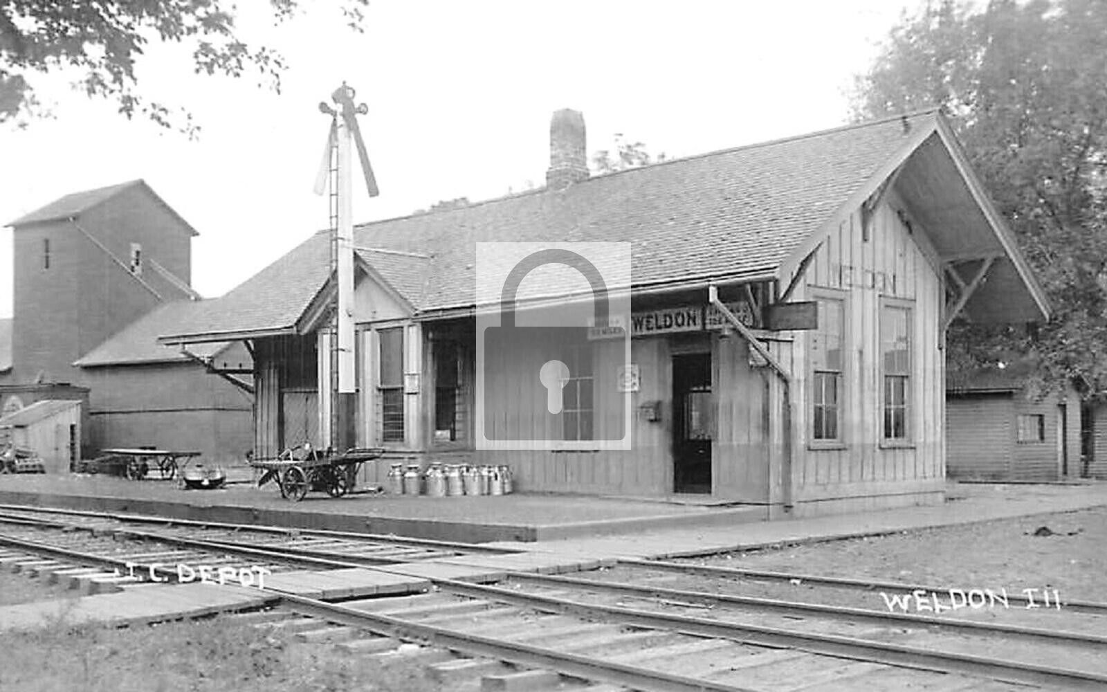 Railroad Train Station Depot Weldon Illinois IL - 8x10 Reprint