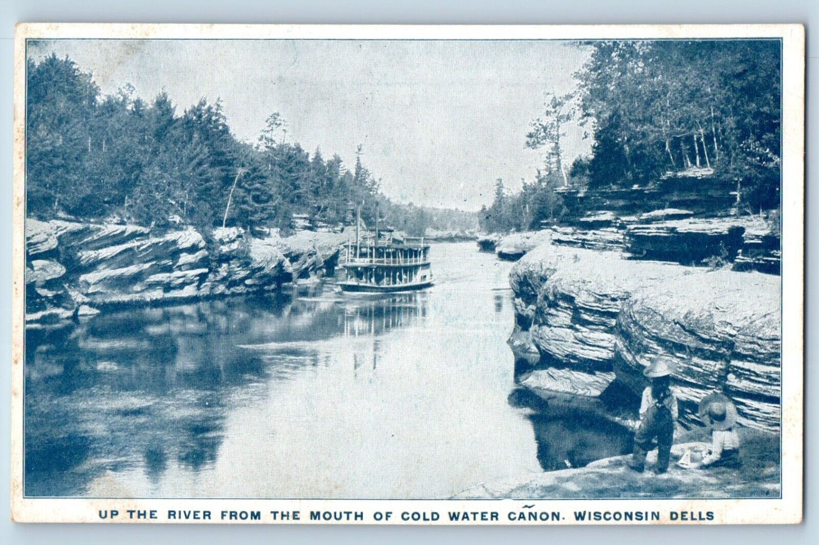 Wisconsin Dells Wisconsin WI Postcard Up The River Mouth Cold Water Canon c1905