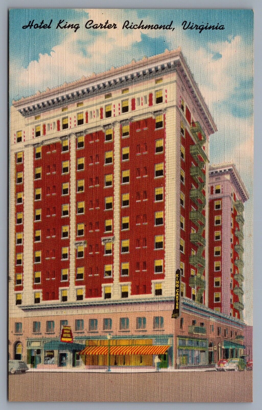 Vtg Hotel King Carter Richmond Virginia Linen Postcard Heart of Richmond