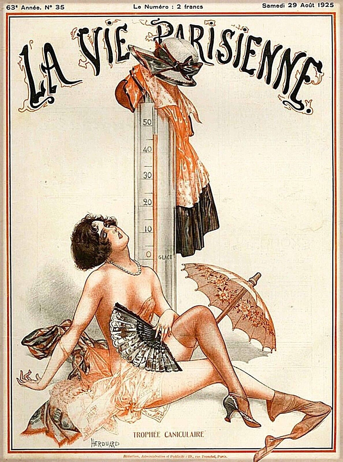 1925 La Vie Parisienne Trophee Caniculaire French Travel Art Poster Print 8.5x11
