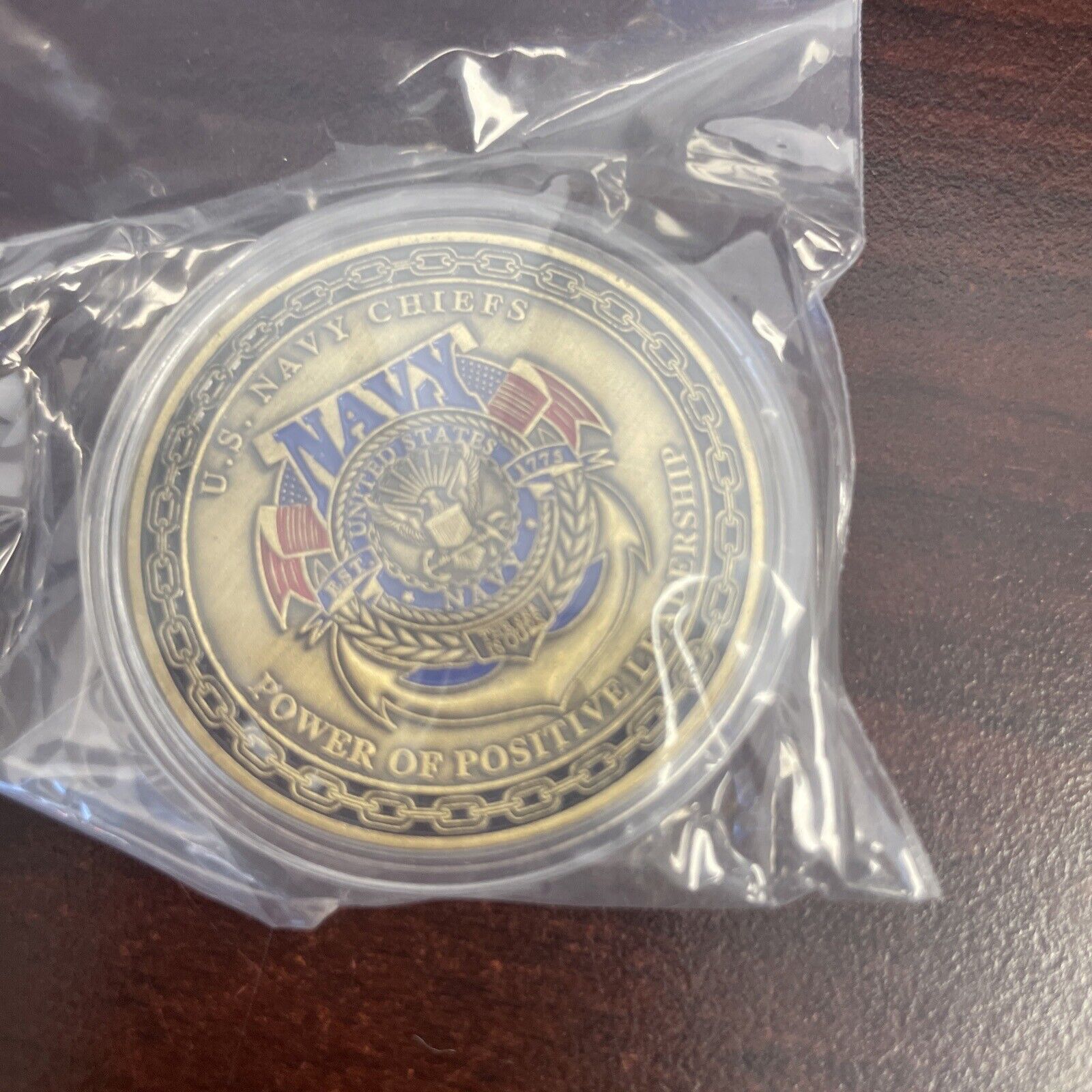 CHALLENGE COIN US NAVY CHIEFS POWER OF POSITIVE LEADERSHIP DONT TREAD ON ME 