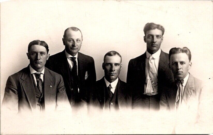 Vintage RPPC Postcard Portrait of Men Wearing Suits and Ties c.1910-1924   12515
