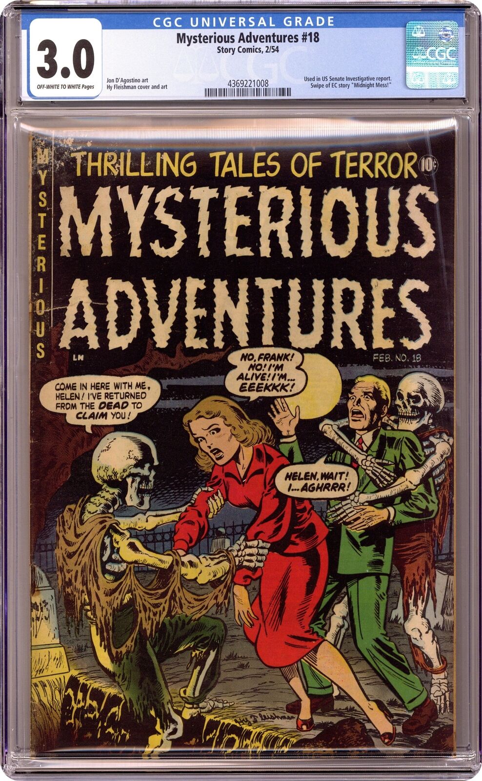 Mysterious Adventures #18 CGC 3.0 1953 4369221008