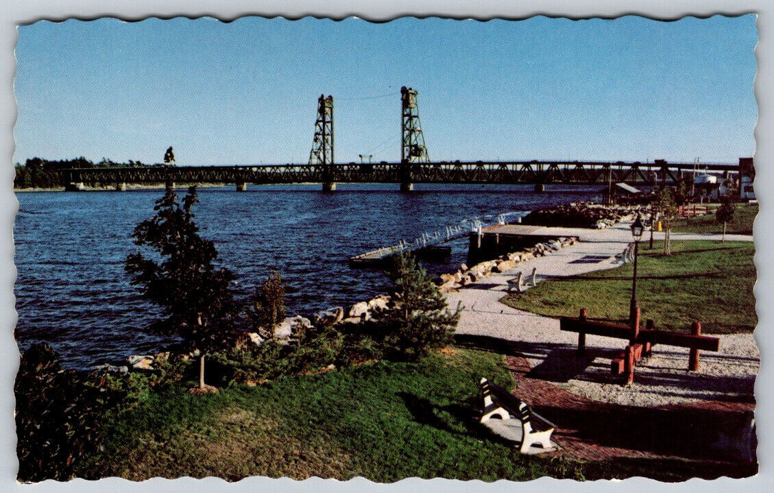 The Carlton Bridge Spanning The Kennebec River at Bath Maine Postcard