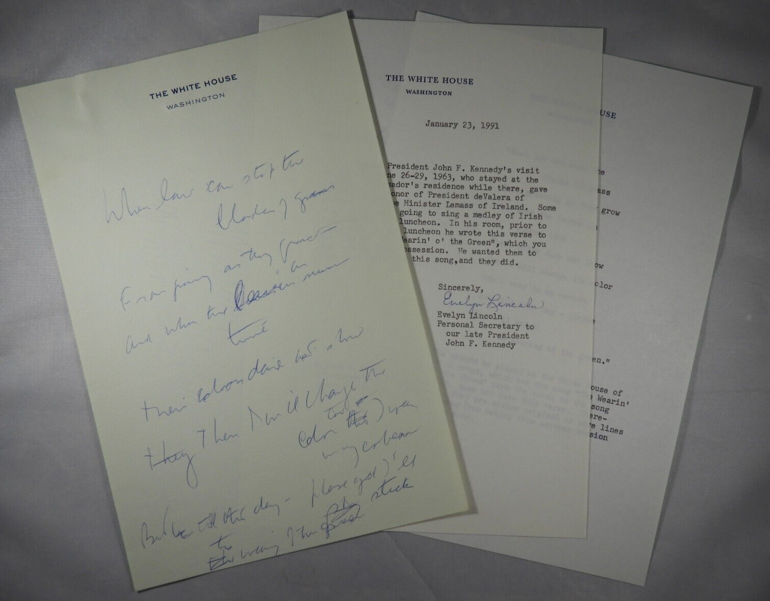 Autograph Manuscript Handwritten by Pres. John F. Kennedy for Last Trip Overseas