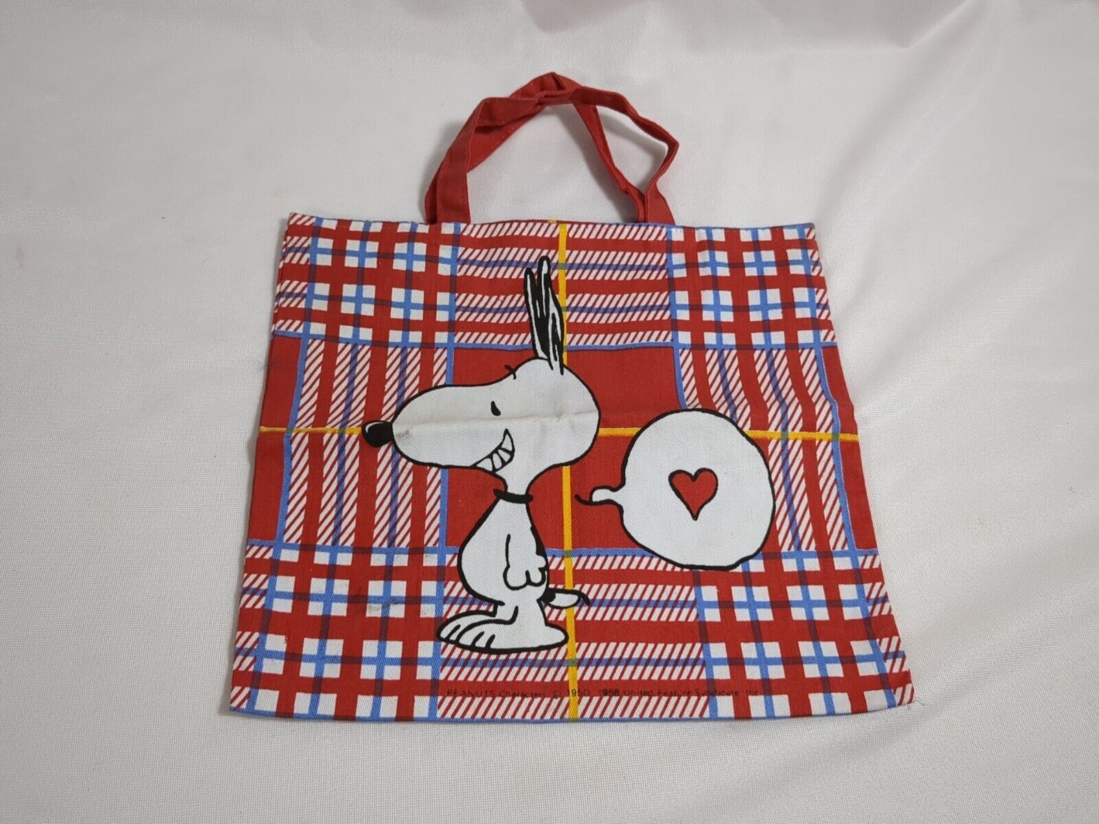 Vintage Snoopy & Charlie Brown Peanuts Canvas Tote Bag United Feature Synd.1958 