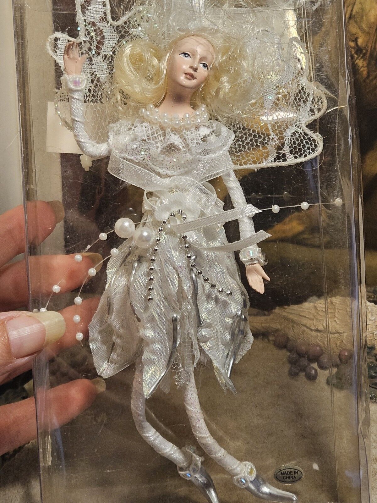 Vintage 1970s Christmas Fairy Ornament In Box Holiday