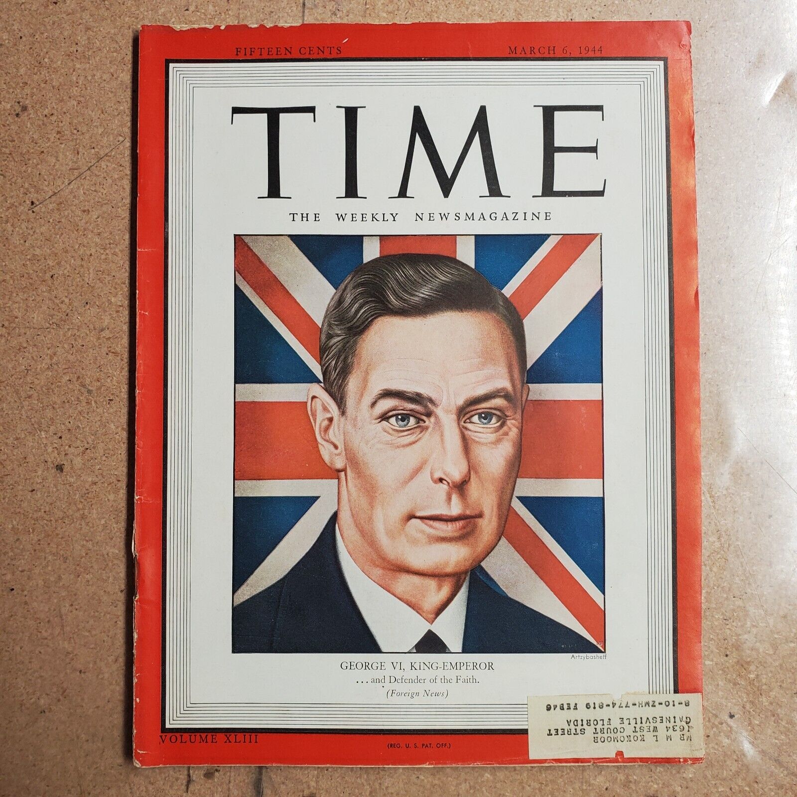 Mar 6, 1944 TIME Magazine- King George VI Cover- News/Photos/Ads  VG