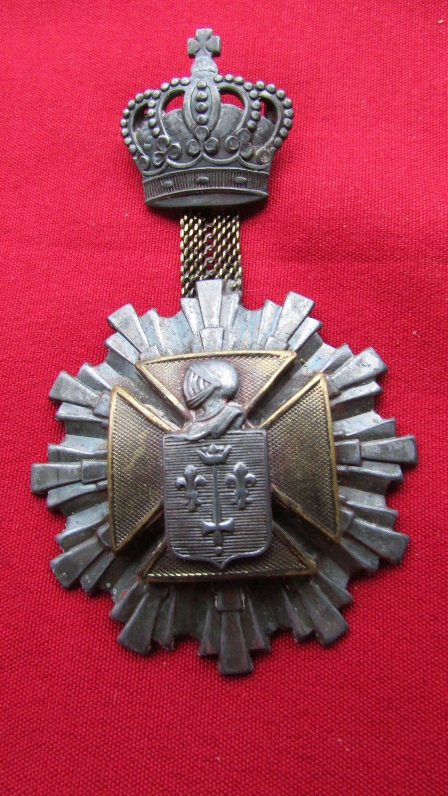 Rare Old German Empire Kingdom Army Royal Order Medal Cross & Knight Gold Chain